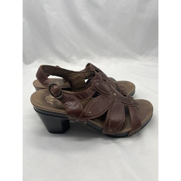 Dansko Nina Sandals Womens Size 39 US 8.5-9 Shoes Brown Leather Floral Slingback - Picture 4 of 10